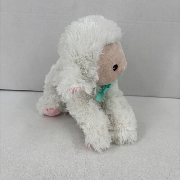 Garanimals White Lamb Plush Lovey Toy Baby Sheep Pink Face Green Bow 9 Inch - Picture 4 of 9